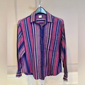 Vintage Women's Laurissa Button Up Down Large 80's Shirt Aztec Western Purple